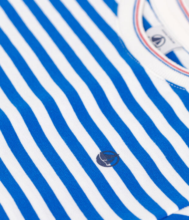 Kurz&auml;rmeliges Kinder-T-Shirt aus Baumwolle mit Streifen blau/weiss