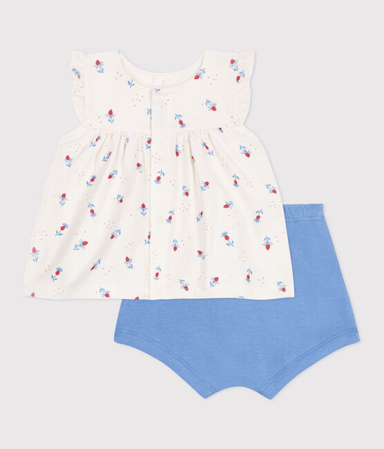 2-teiliges Newborn-Set aus Baumwolle mit Rüschenbluse weiss MARSHMALLOW/weiss MULTICO