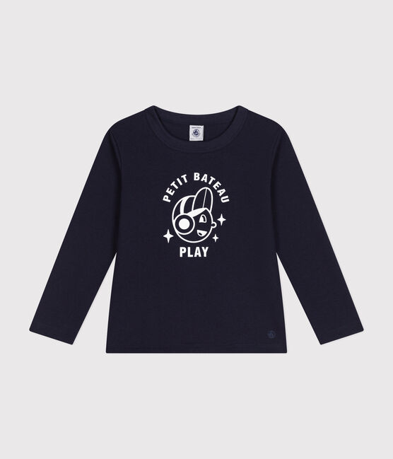 Langärmeliges Kinder-T-Shirt aus feinem Jersey für Jungen blau SMOKING