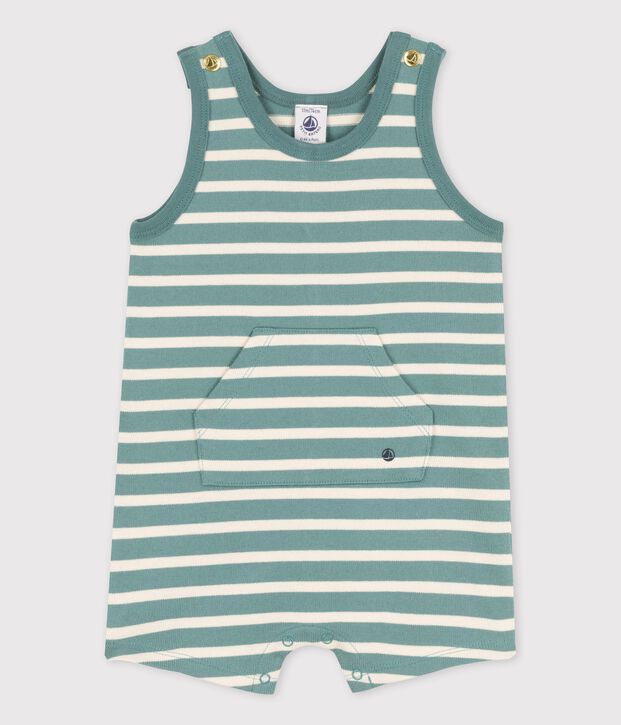 Baby-Kurzoverall aus dickem Jersey gr&uuml;n/naturfarben