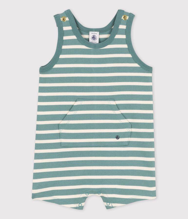 Baby-Kurzoverall aus dickem Jersey gr&uuml;n/naturfarben