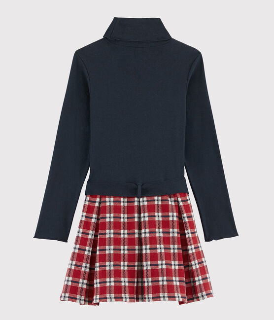 Langärmeliges Kinderkleid für Mädchen blau SMOKING/weiss MULTICO