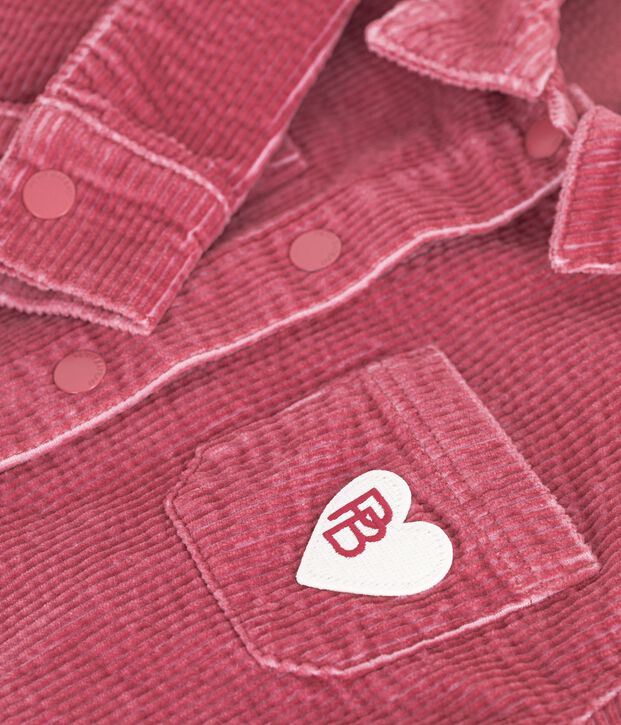 Kinder-Hemd aus einfarbigem Feincord rosa