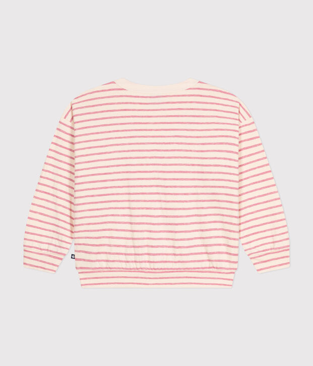 Kinder-Sweatshirt aus Doppeljersey f&uuml;r M&auml;dchen naturfarben/rosa