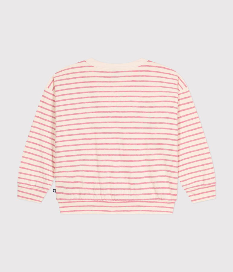 Kinder-Sweatshirt aus Doppeljersey f&uuml;r M&auml;dchen naturfarben/rosa