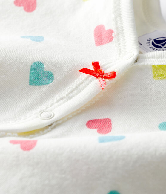 Baby-Strampler ohne Fuß aus Doppeljersey für Mädchen weiss MARSHMALLOW/weiss MULTICO