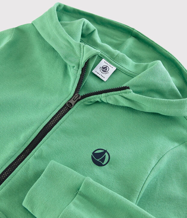 Kinder-Kapuzenshirt mit Rei&szlig;verschluss aus Baumwolle f&uuml;r Jungen gr&uuml;n