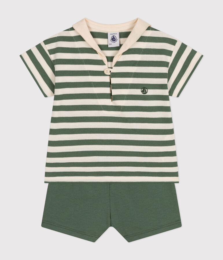Baby-Set T-Shirt und Shorts aus Jersey gr&uuml;n CROCO/ AVALANCHE