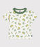 Kurzärmeliges Baby-T-Shirt aus Baumwolle mit Schiffchenmuster weiss MARSHMALLOW/ ORGE