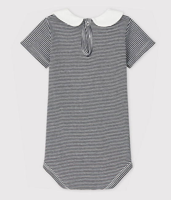 Baby-Body mit Claudine-Kragen aus Baumwolle für Mädchen blau SMOKING/weiss MARSHMALLOW