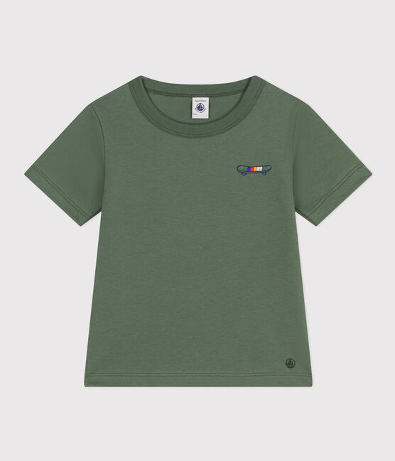 Gemustertes Jungen-T-Shirt aus leichtem Jersey grün CROCO