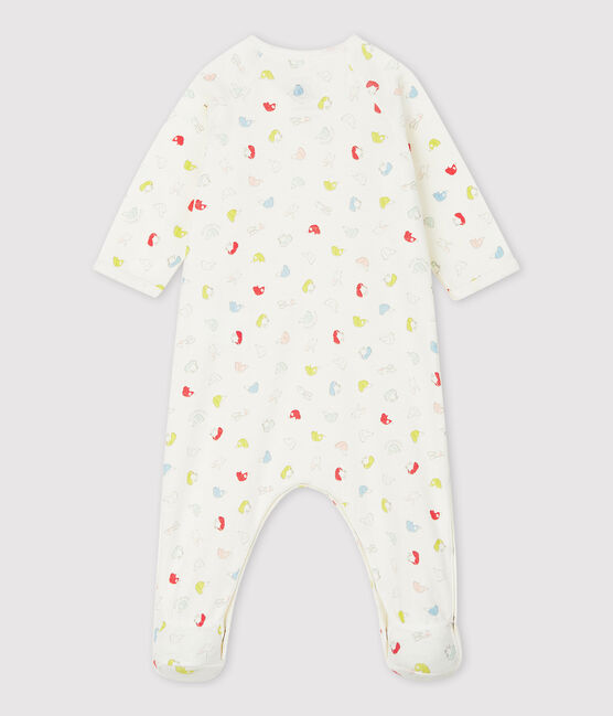 Baby-Strampler aus Bio-Baumwolle mit buntem Welpen-Motiv weiss MARSHMALLOW/weiss MULTICO