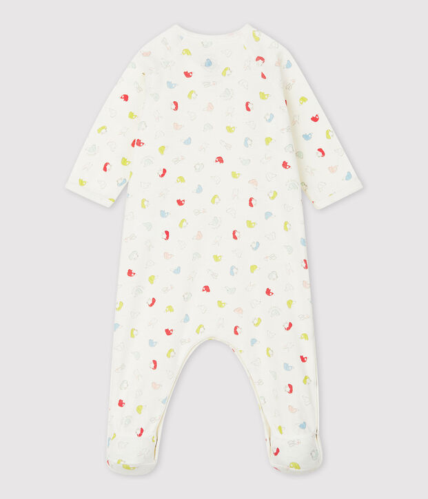 Baby-Strampler aus Bio-Baumwolle mit buntem Welpen-Motiv weiss/vielfarbig
