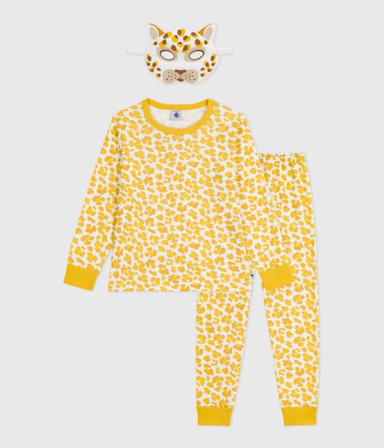 Kinder-Pyjama zum Verkleiden aus Baumwolle mit Leoparden-Motiv weiss MARSHMALLOW/weiss MULTICO
