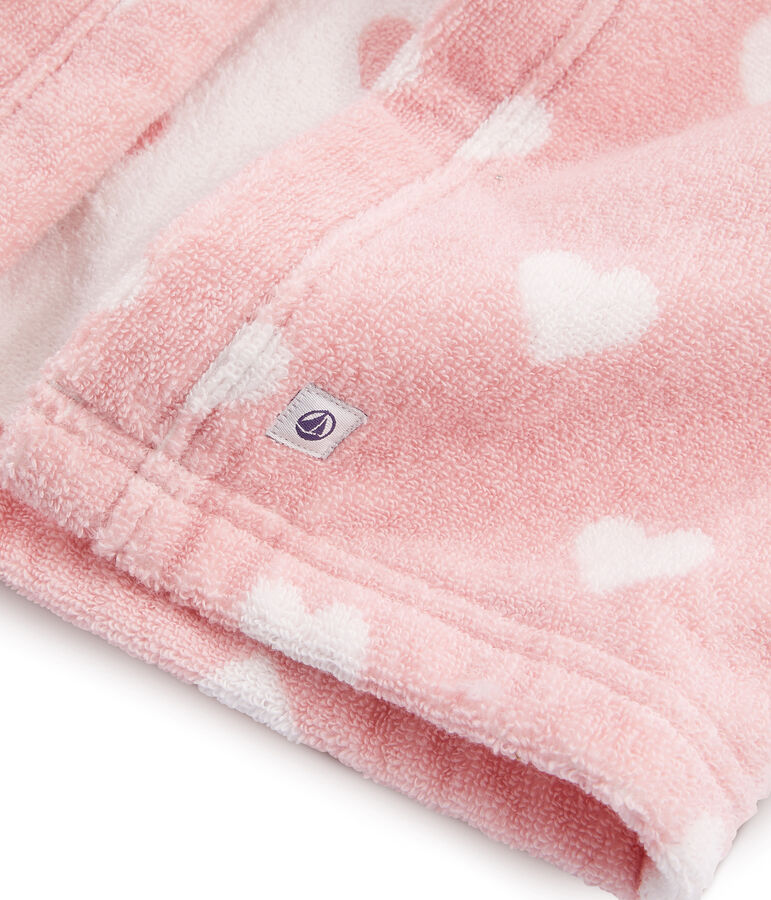 Baby-Badecape aus Frottee rosa/weiss