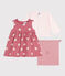 2-teiliges Baby-Set aus Baumwolle, einfarbiger Cardigan und gemustertes Kleid rosa ROSEWOOD/ MULTICO