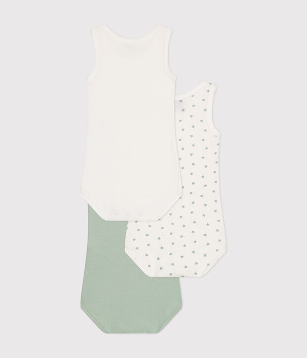 Set aus 3 &auml;rmellosen Baby-Bodys aus Baumwolle vielfarbig