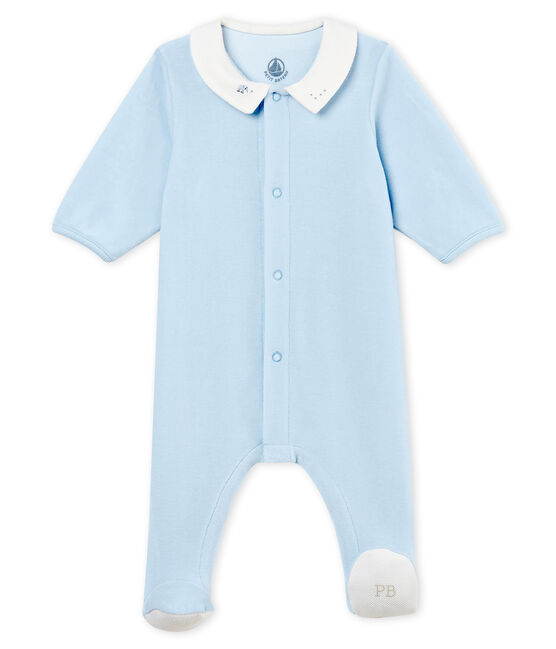 Baby-strampler jungen aus baumwoll-samt blau FRAICHEUR