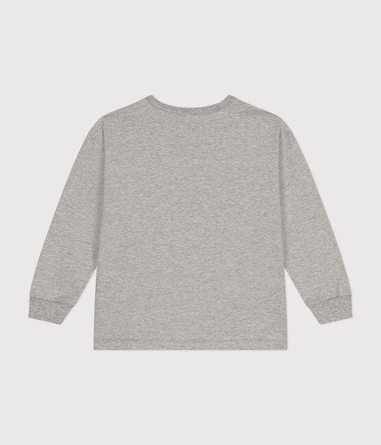Langärmeliges Kinder-T-Shirt aus feinem Jersey für Jungen grau CHATON CHINE