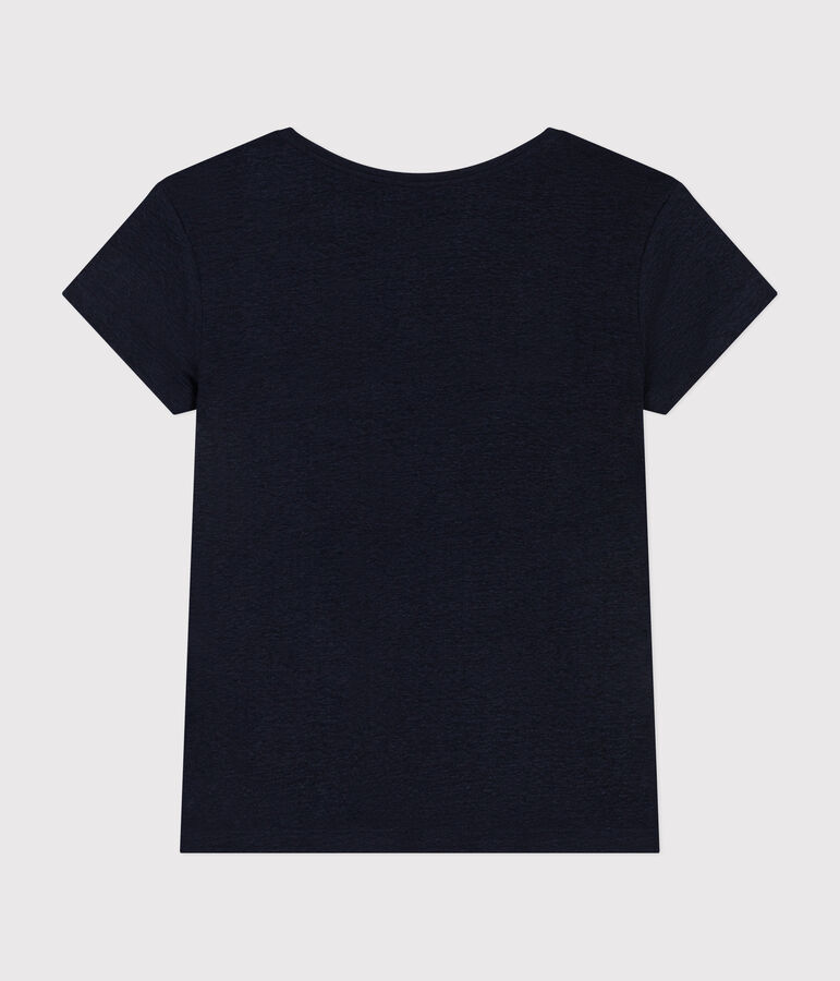 T-Shirt Le Droit aus Leinen mit Rundhalsausschnitt, Damen blau