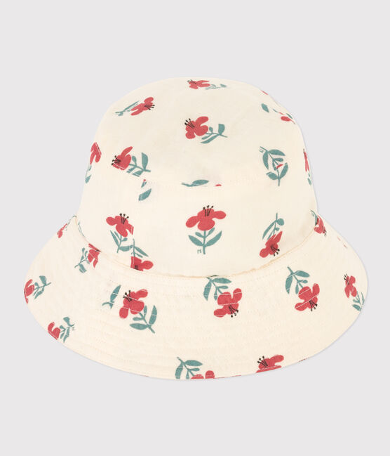 Kinderhut aus Musselinstoff mit Blumenmuster für Mädchen weiss AVALANCHE/ MULTICO