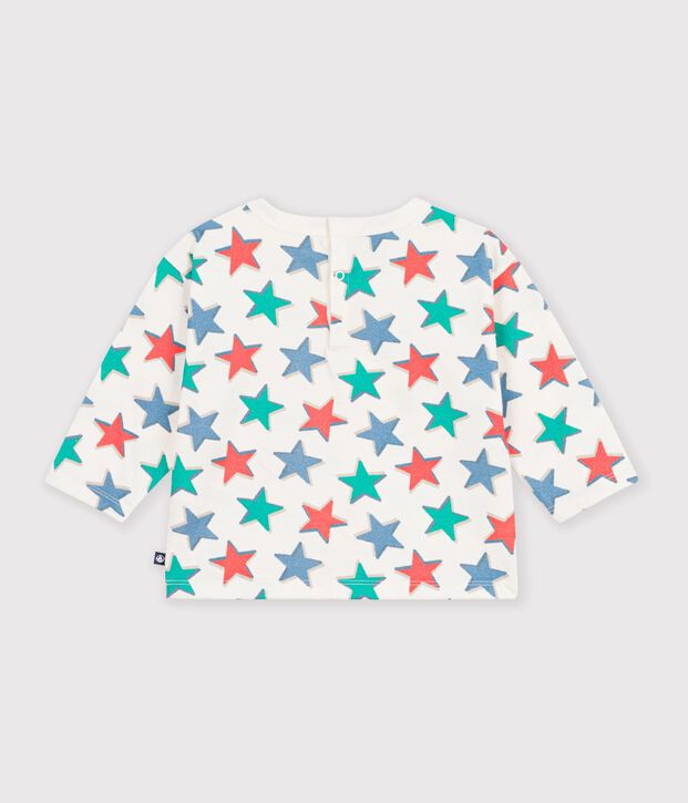 Lang&auml;rmeliges Baby T-Shirt aus Baumwolle mit Sternmotiv naturfarben/vielfarbig