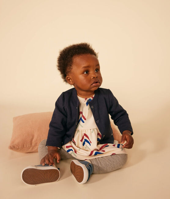 Baby-Cardigan aus dickem, einfarbigem Jersey blau SMOKING