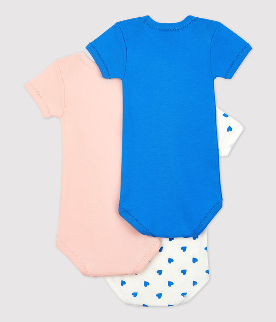 3er-Set kurzärmelige Bodys mit blauen Herzen für Jungen variante 1