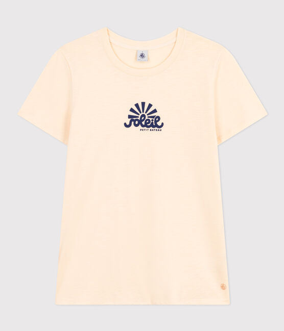 Damen-T-Shirt Le Droit mit Rundhalsausschnitt aus Baumwolle naturfarben AVALANCHE