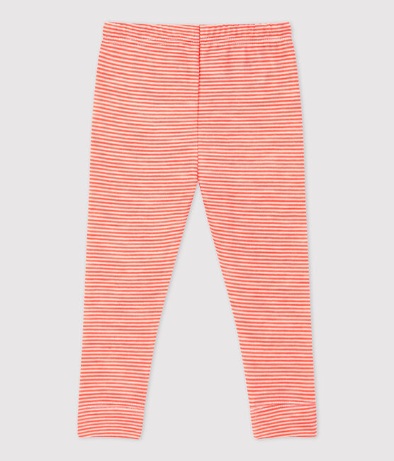 Baby-Leggings aus Wolle und Baumwolle. orange OURSIN/weiss MARSHMALLOW