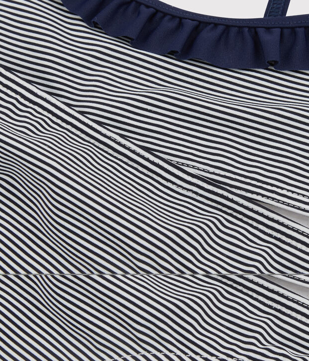 Kinder-Badeanzug f&uuml;r M&auml;dchen blau/weiss