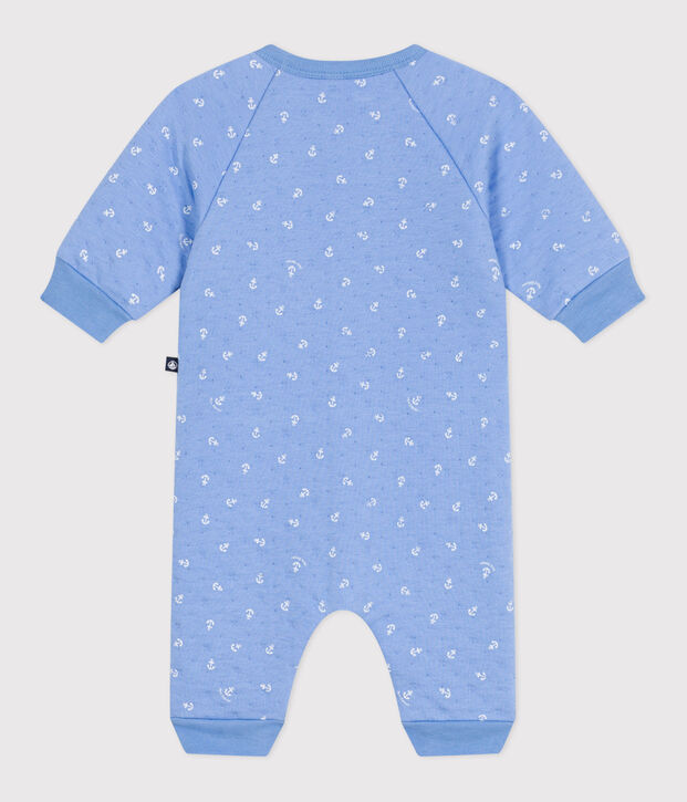Strampler aus Baumwolle mit kleinen Ankern. blau/weiss