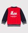Baby-Teddy aus Molton. rot PEPS/blau SMOKING