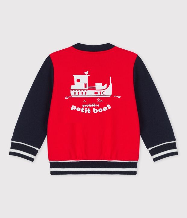 Baby-Teddy aus Molton. rot/blau