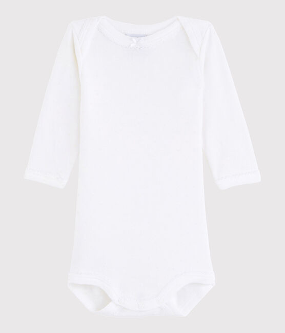Langärmeliger Baby-Body Mädchen weiss Ecume