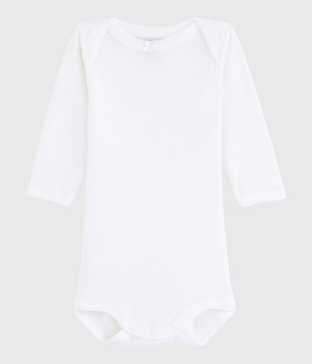 Lang&auml;rmeliger Baby-Body M&auml;dchen weiss Ecume