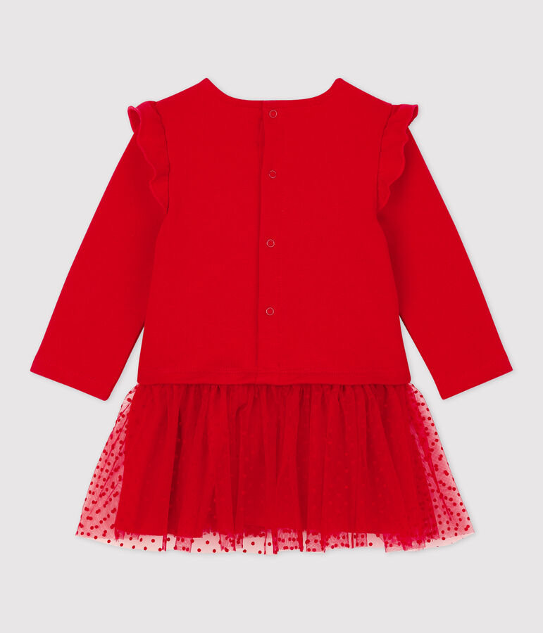 Baby-Kleid aus Molton und T&uuml;ll rot