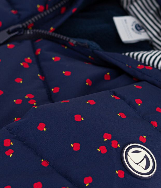 Gemusterte Baby-Winterjacke blau/naturfarben