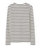 Gestreiftes Damen-Langarmshirt mit V-Ausschnitt beige COQUILLE/blau SMOKING