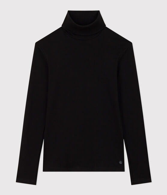 Damen-Rollkragenshirt "L'Iconique" aus Baumwolle schwarz BLACK