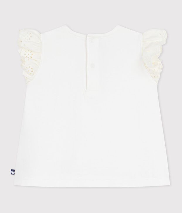 Kurz&auml;rmeliges Baby-T-Shirt aus einfarbiger Baumwolle weiss
