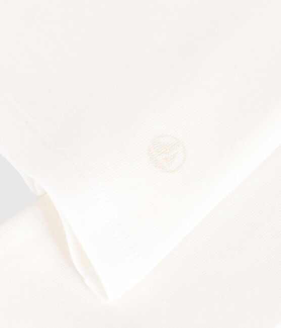 Langärmeliges Damen-T-Shirt L'Iconique aus einfarbigem Rippstrick weiss ECUME