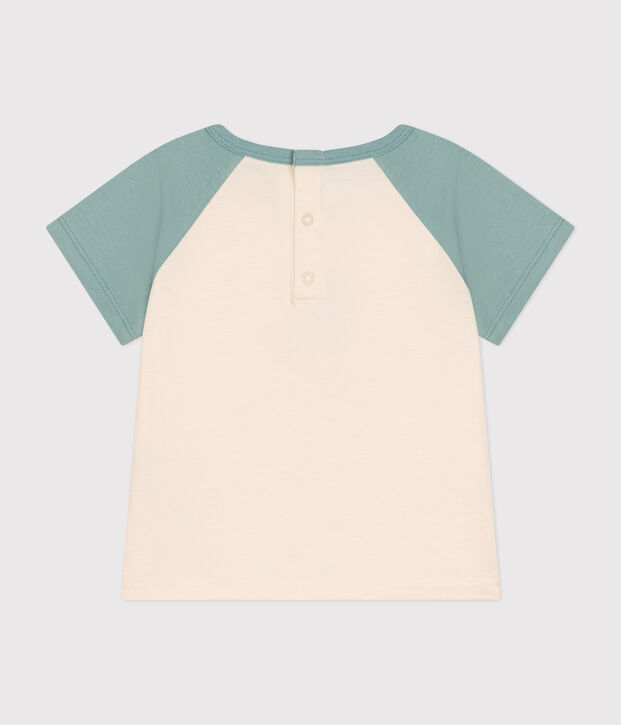 Kurz&auml;rmeliges Baby-T-Shirt aus feinem Jersey naturfarben/gr&uuml;n