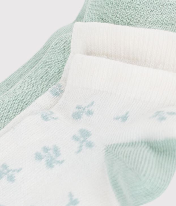 2 Paar Socken f&uuml;r M&auml;dchen aus Baumwolle mit Blumenmuster vielfarbig