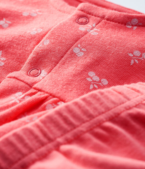 Baby-Kleid mit Leggings aus Doppeljersey aus Bio-Baumwolle, mit Kirschen-Motiv rosa PEACHY/rosa FLEUR