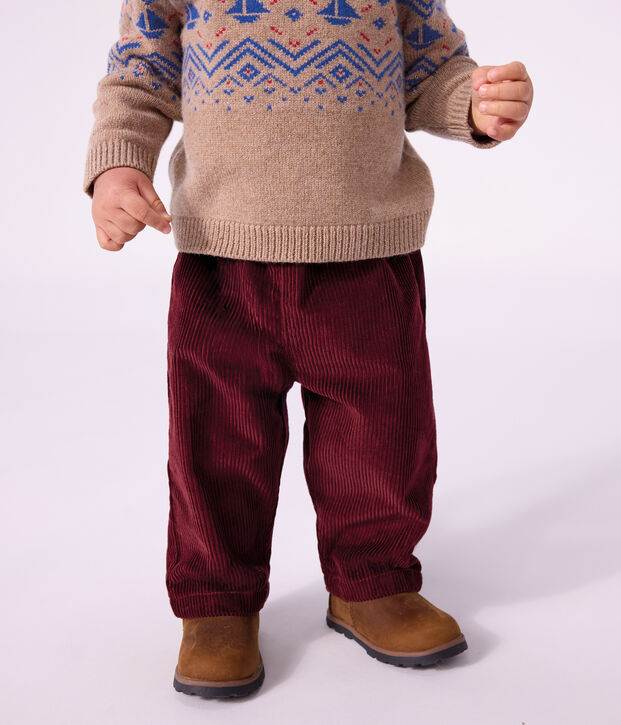 Baby-Hose aus einfarbigem Feincord TRUFFE