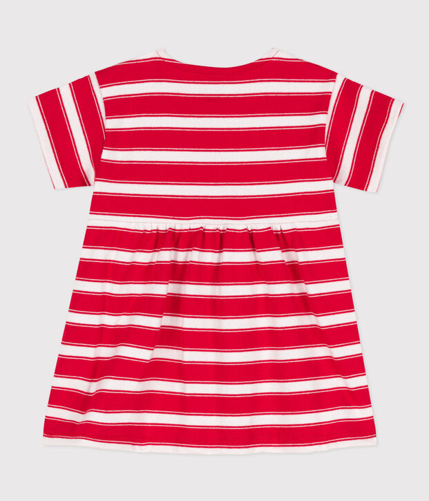 Kurz&auml;rmeliges Babykleid aus gestreiftem dichtem Jersey rot/weiss