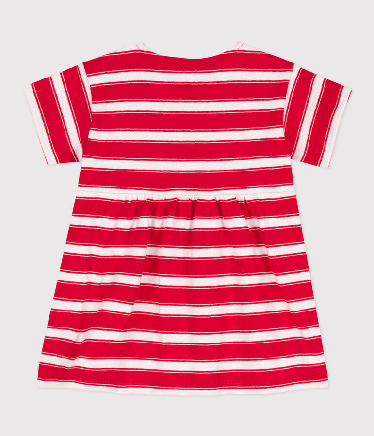 Kurz&auml;rmeliges Babykleid aus gestreiftem dichtem Jersey rot/weiss