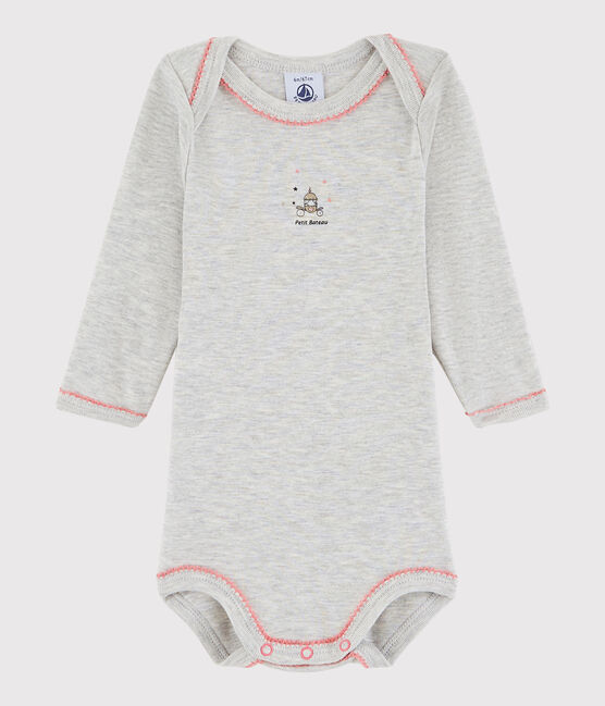 Langärmeliger Baby-Body Mädchen grau BELUGA CHINE