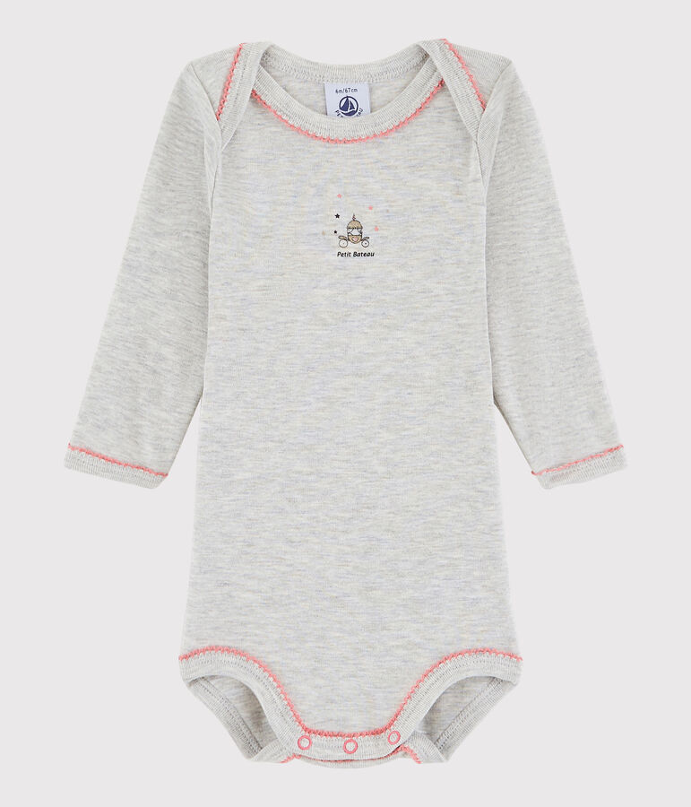 Lang&auml;rmeliger Baby-Body M&auml;dchen grau BELUGA CHINE